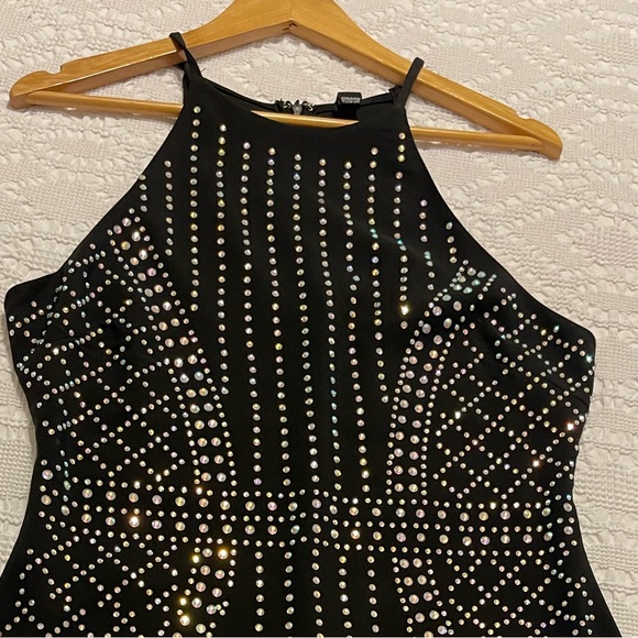 NEW! Windsor store Ladies black Rhinestone halter neck strap dress - Picture 2 of 8